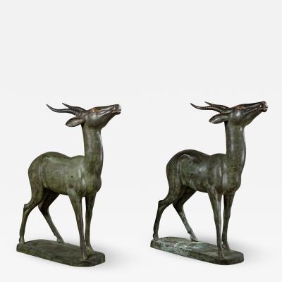 PAIR OF ITALIAN BRONZE STANDING DEER