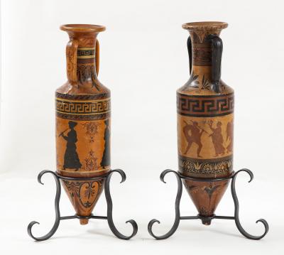 PAIR OF ITALIAN CERAMIC AMPHORA S IN THE ETRUSCAN STYLE