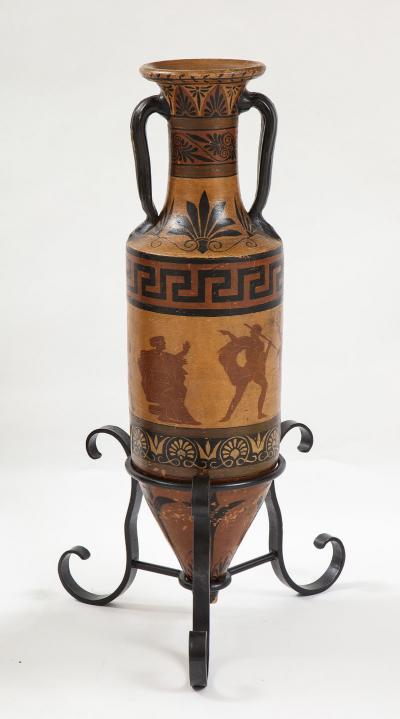 PAIR OF ITALIAN CERAMIC AMPHORA S IN THE ETRUSCAN STYLE