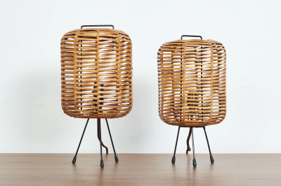 PAIR OF ITALIAN RATTAN TABLE LAMPS