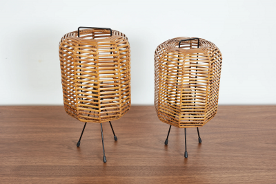 PAIR OF ITALIAN RATTAN TABLE LAMPS