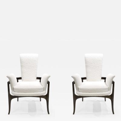 PAIR OF KAGAN STYLE HIGHBACK BOUCLE CHAIRS