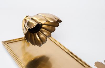 PAIR OF LARGE SWEDISH ART DECO SCONCES WITH SHELL SHADES