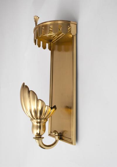 PAIR OF LARGE SWEDISH ART DECO SCONCES WITH SHELL SHADES