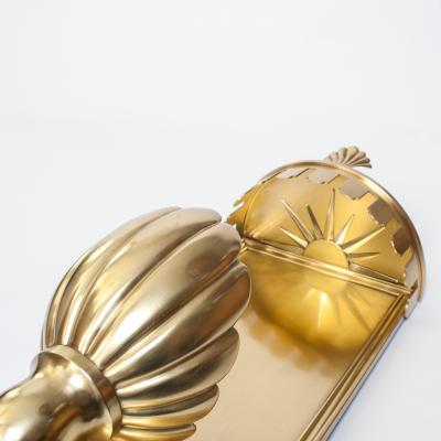 PAIR OF LARGE SWEDISH ART DECO SCONCES WITH SHELL SHADES