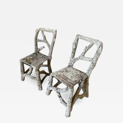 PAIR OF LATE 19TH CENTURY FAUX BOIS GARDEN CHAIRS