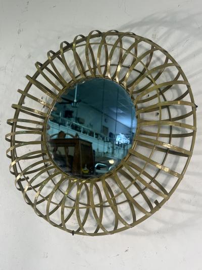 PAIR OF MODERN GILT METAL CAGE FORM MIRRORS