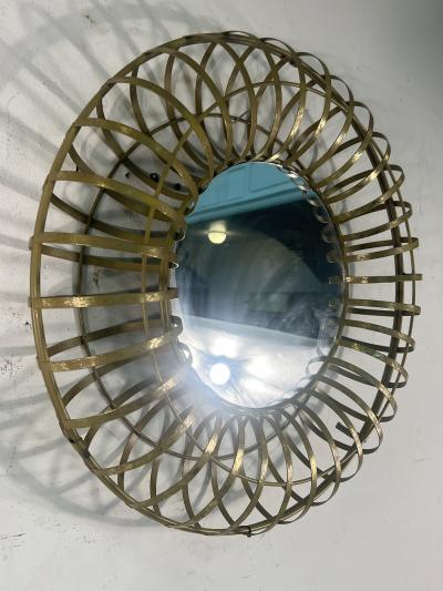PAIR OF MODERN GILT METAL CAGE FORM MIRRORS