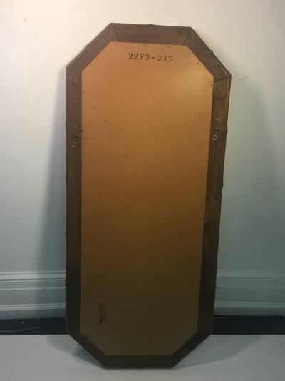 PAIR OF MODERN WOOD BAMBOO AND WICKER ELONGATED OCTAGONAL MIRRORS