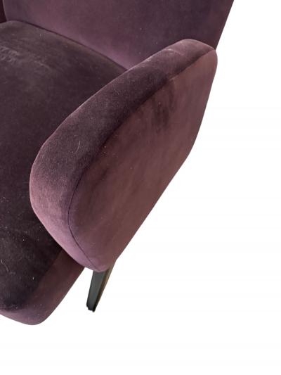PAIR OF MODERNIST DEEP PURPLE VELOUR ITALIAN WINGBACK CHAIRS