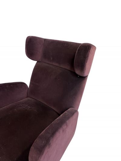 PAIR OF MODERNIST DEEP PURPLE VELOUR ITALIAN WINGBACK CHAIRS