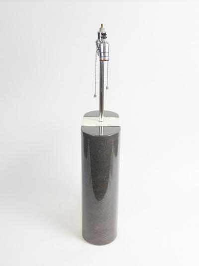 PAIR OF MODERNIST LACQUERED GREY AND BEIGE WOOD TABLE LAMPS