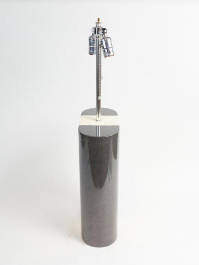 PAIR OF MODERNIST LACQUERED GREY AND BEIGE WOOD TABLE LAMPS