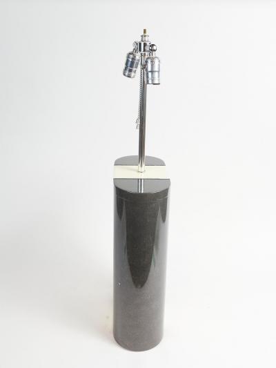 PAIR OF MODERNIST LACQUERED GREY AND BEIGE WOOD TABLE LAMPS