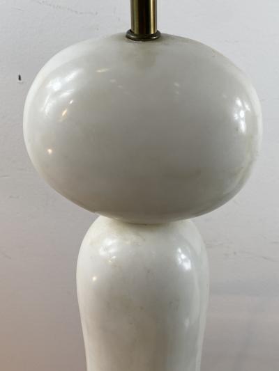 PAIR OF MODERNIST SCULPTED WHITE AND BLACK MARBLE LAMPS