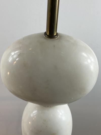 PAIR OF MODERNIST SCULPTED WHITE AND BLACK MARBLE LAMPS