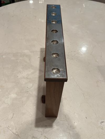 PAIR OF MODERNIST WALNUT STERLING MENORAHS BY DAVID MOSS AND NOAH GREENBERG