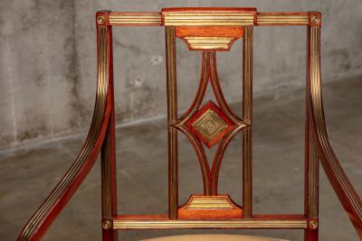 PAIR OF NEOCLASSICAL BRASS MOUNTED MAHOGANY ARMCHAIRS