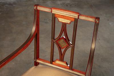 PAIR OF NEOCLASSICAL BRASS MOUNTED MAHOGANY ARMCHAIRS