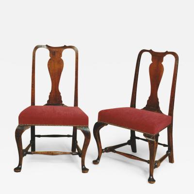 PAIR OF OVERUPHOLSTERED SEAT QUEEN ANNE SIDE CHAIRS