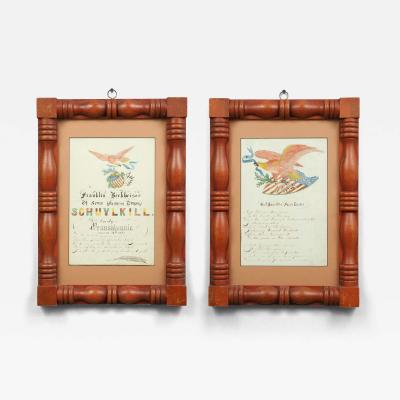 PAIR OF PATRIOTIC WATERCOLORS DEPICTING EAGLES
