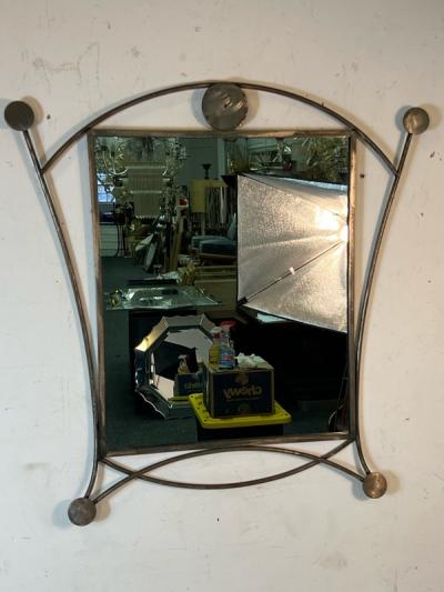 PAIR OF POST MODERN METAL MIRRORS