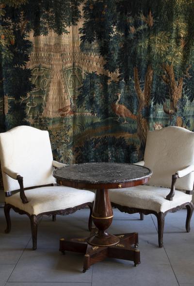 PAIR OF R GENCE PERIOD CARVED AND STAINED BEECH FAUTEUILS