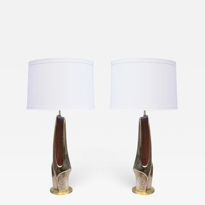 PAIR OF SCULPTURAL MID CENTURY TABLE LAMPS