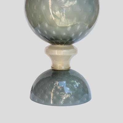 PAIR OF TABLE LAMPS BLOWN GREY MURANO GLASS