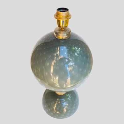 PAIR OF TABLE LAMPS BLOWN GREY MURANO GLASS