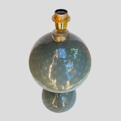PAIR OF TABLE LAMPS BLOWN GREY MURANO GLASS
