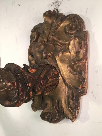 PAIR OF VENETIAN 18TH CENTURY GREEN MAN FACE SCONCES