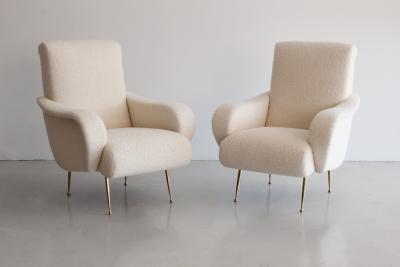 PAIR OF ZANUSO STYLE CHAIRS IN WOOL BOUCL 