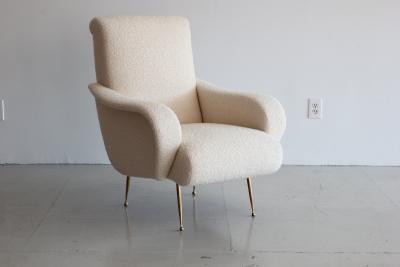 PAIR OF ZANUSO STYLE CHAIRS IN WOOL BOUCL 