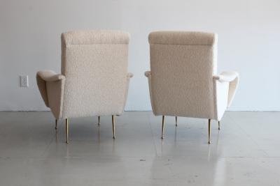 PAIR OF ZANUSO STYLE CHAIRS IN WOOL BOUCL 