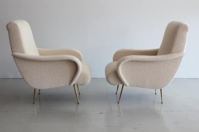 PAIR OF ZANUSO STYLE CHAIRS IN WOOL BOUCL 