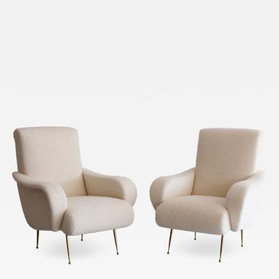 PAIR OF ZANUSO STYLE CHAIRS IN WOOL BOUCL 