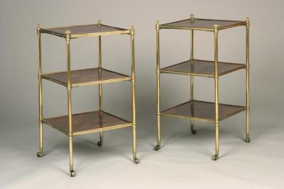 PAIR SATINWOOD TIERED ETAGERES ENGLISH CIRCA 1850