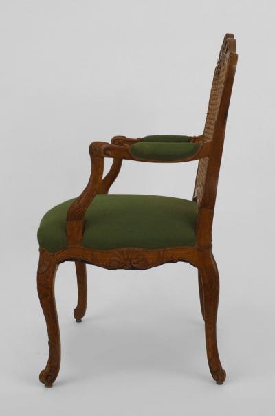 PAIR of French Louis XV Provincial 18th Cent oak open arm chairs