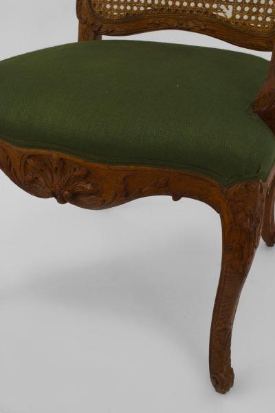 PAIR of French Louis XV Provincial 18th Cent oak open arm chairs