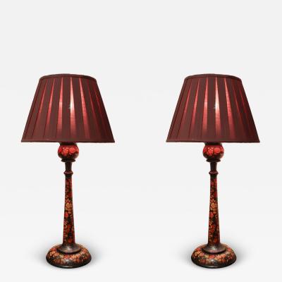 PAIR of Kashmir Table Lamps circa 1900