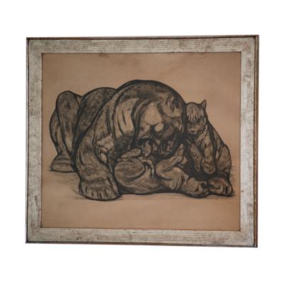 PAUL JOUVE Mother with Cubs Signed Etching