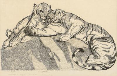 PAUL JOUVE Paul Jouve Tigers au repose Tigers resting Circa 1930