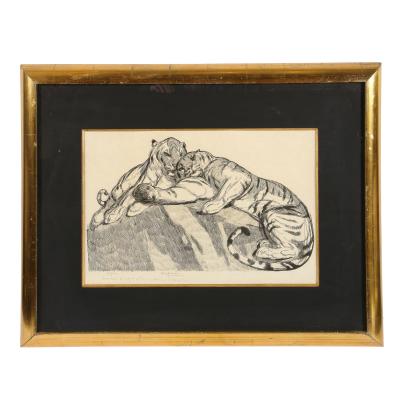 PAUL JOUVE Paul Jouve Tigers au repose Tigers resting Circa 1930
