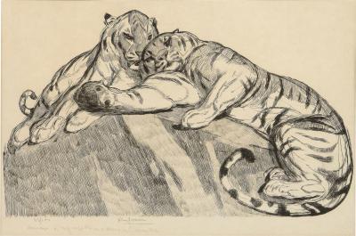 PAUL JOUVE Paul Jouve Tigers au repose Tigers resting Circa 1930