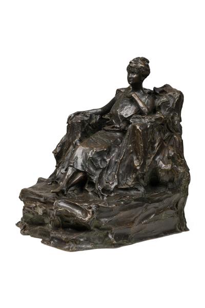 PAUL TROUBETZKOY bronze figure of 19th century seated woman Mary Clark de Brab