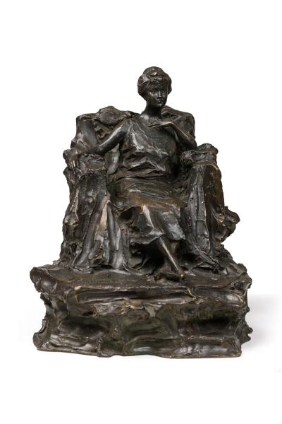 PAUL TROUBETZKOY bronze figure of 19th century seated woman Mary Clark de Brab