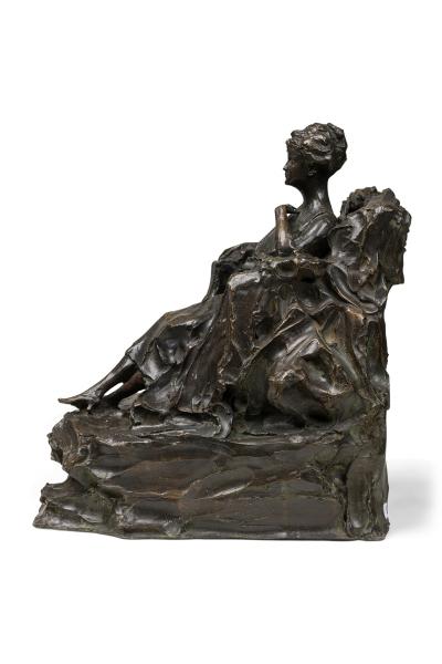 PAUL TROUBETZKOY bronze figure of 19th century seated woman Mary Clark de Brab