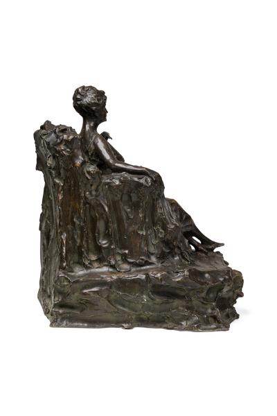 PAUL TROUBETZKOY bronze figure of 19th century seated woman Mary Clark de Brab
