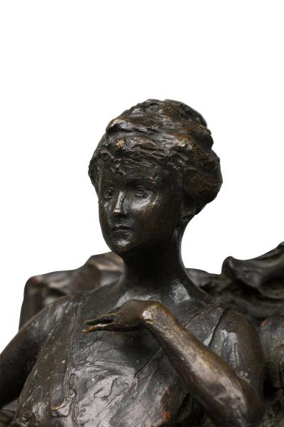 PAUL TROUBETZKOY bronze figure of 19th century seated woman Mary Clark de Brab